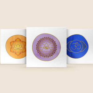 Chakrasymbole auf Leinwand 20x20 cm